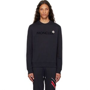 Moncler Men’s Sweatshirt Flocked Logo in Navy